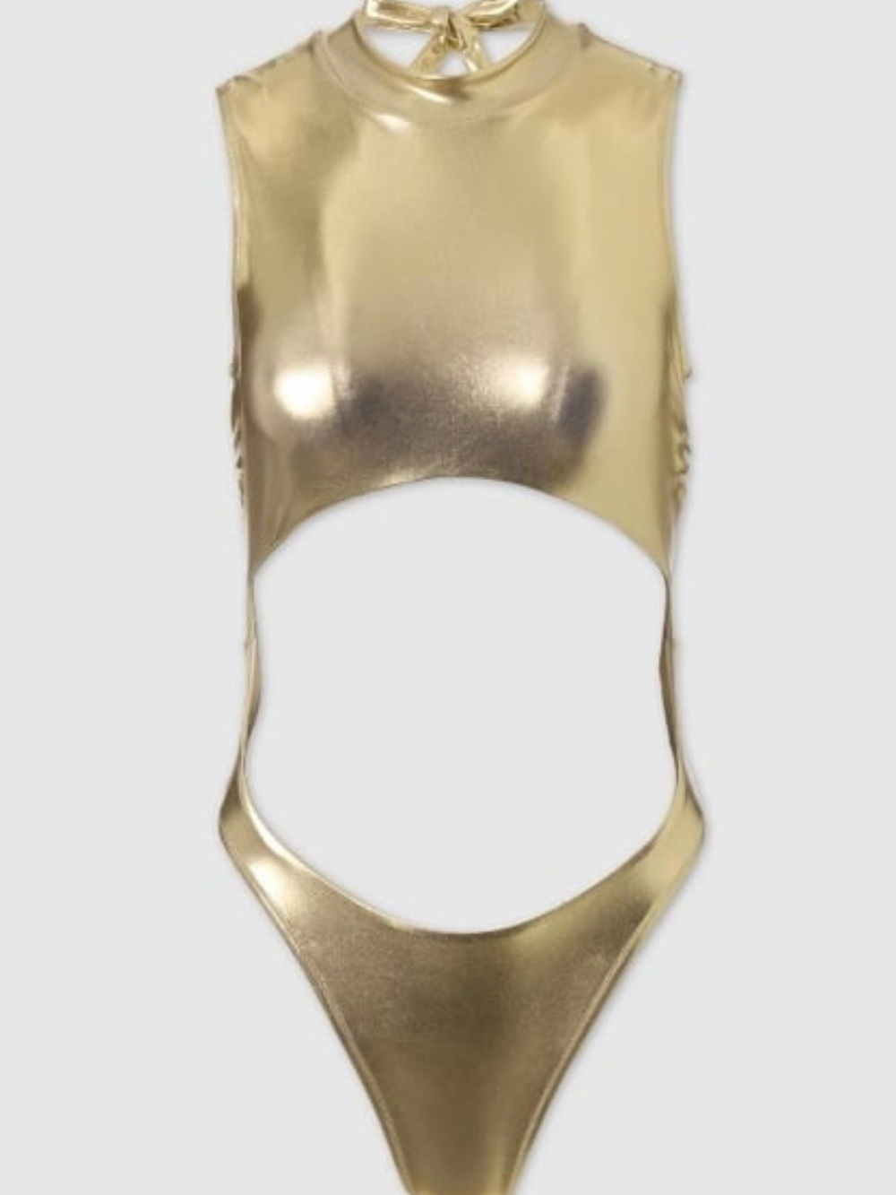 Gold Metallic Cutout Kids One-Piece Swimsuit